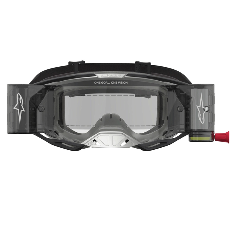 Alpinestars Vision 8 Amber Roll-Off Wide Vision motokroso akiniai juodi-sidabriniai