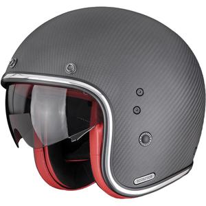 Scorpion Belfast II Carbon Solid atviras motociklo šalmas matinė juoda-raudona