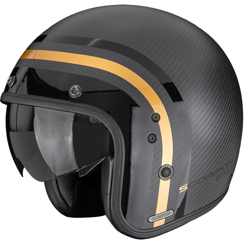 Scorpion Belfast II Carbon Regal atviras motociklo šalmas, matinė juoda-auksinė