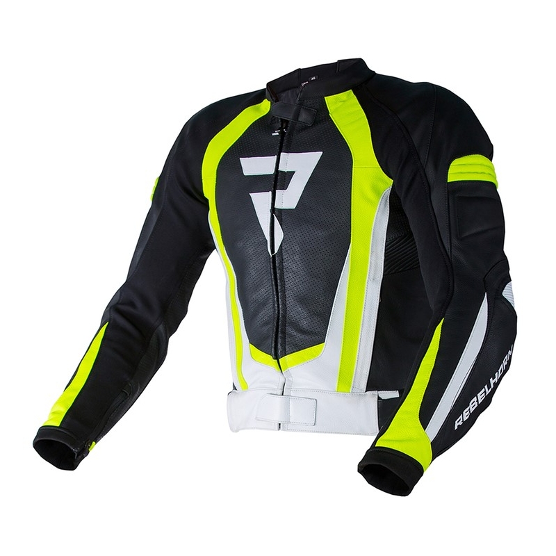 Bunda na motorku Rebelhorn Piston II PRO černo-bílo-fluo žlutá výprodej