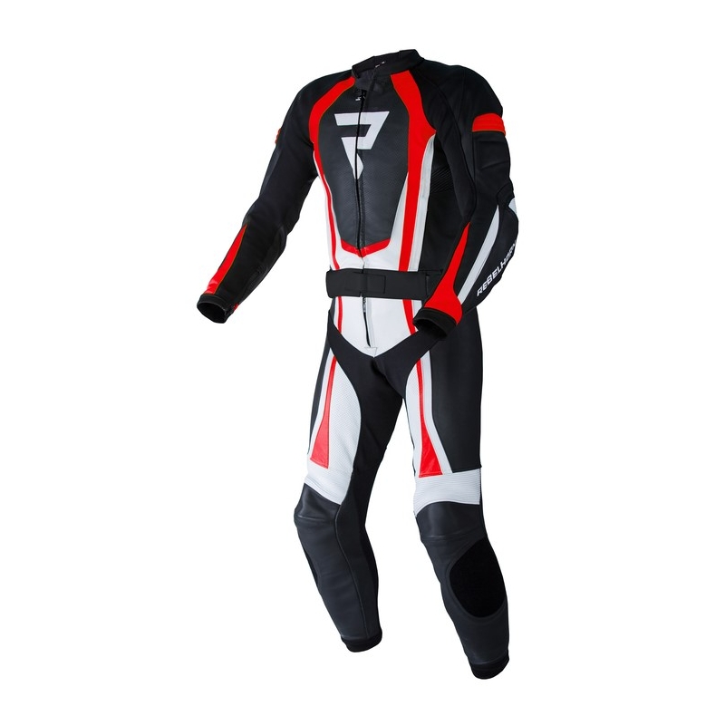 Rebelhorn Piston II PRO juoda-balta-fluo raudona motociklininko kombinezonas išpardavimas