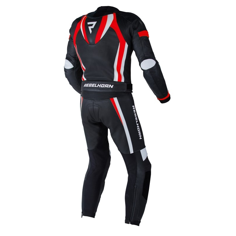 Rebelhorn Piston II PRO juoda-balta-fluo raudona motociklininko kombinezonas išpardavimas