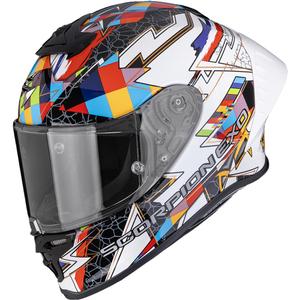 Scorpion EXO-R1 EVO II Air Pouls uždaras motociklo šalmas, baltas-margas