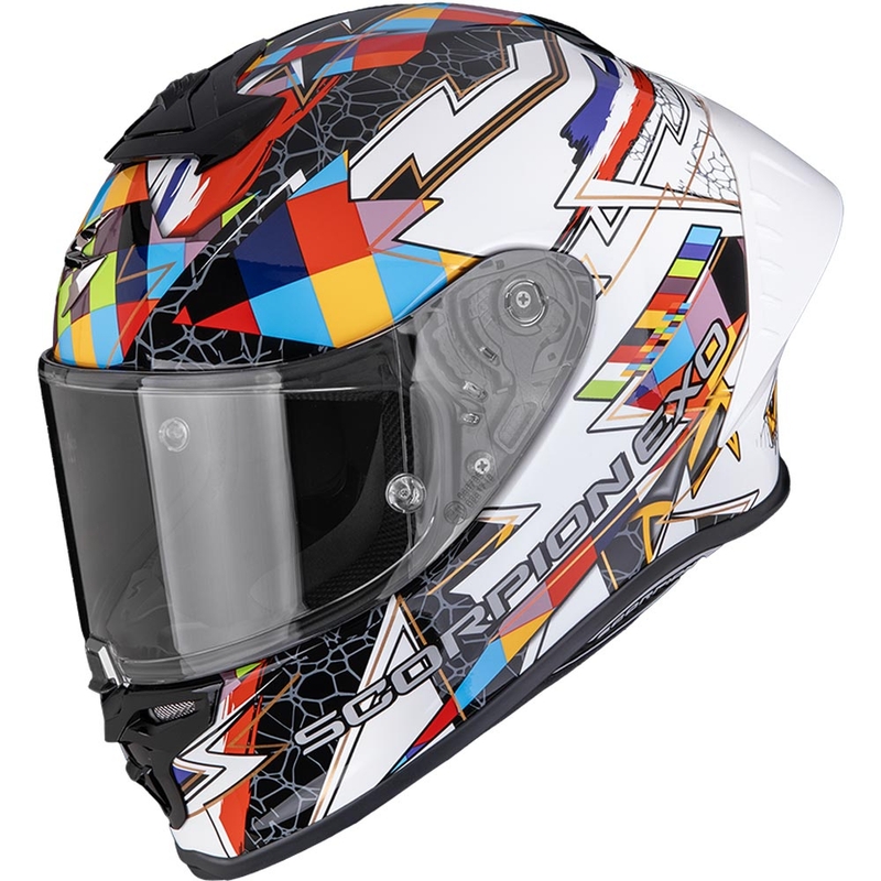 Scorpion EXO-R1 EVO II Air Pouls uždaras motociklo šalmas, baltas-margas