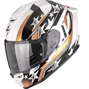 Scorpion EXO-1500 Air Etoile uždaras motociklo šalmas, baltas-juodas-auksinis