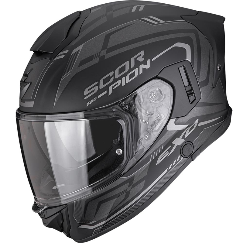 Scorpion EXO-530 Air Slope uždaras motociklo šalmas, matinės juodos-sidabrinės spalvos