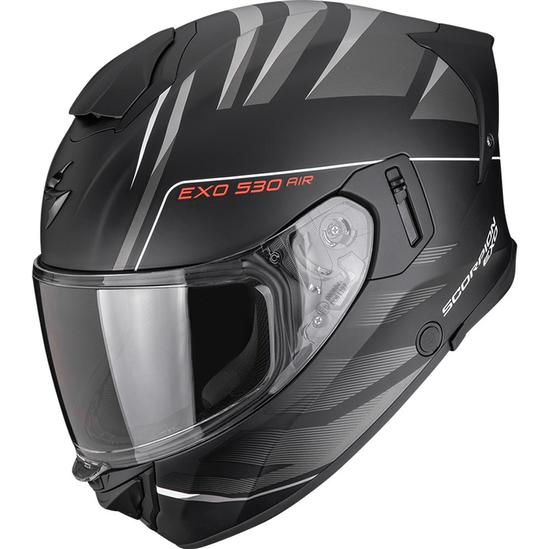 Scorpion EXO-530 Air Tigris uždaras motociklo šalmas, matinės juodos-sidabrinės spalvos