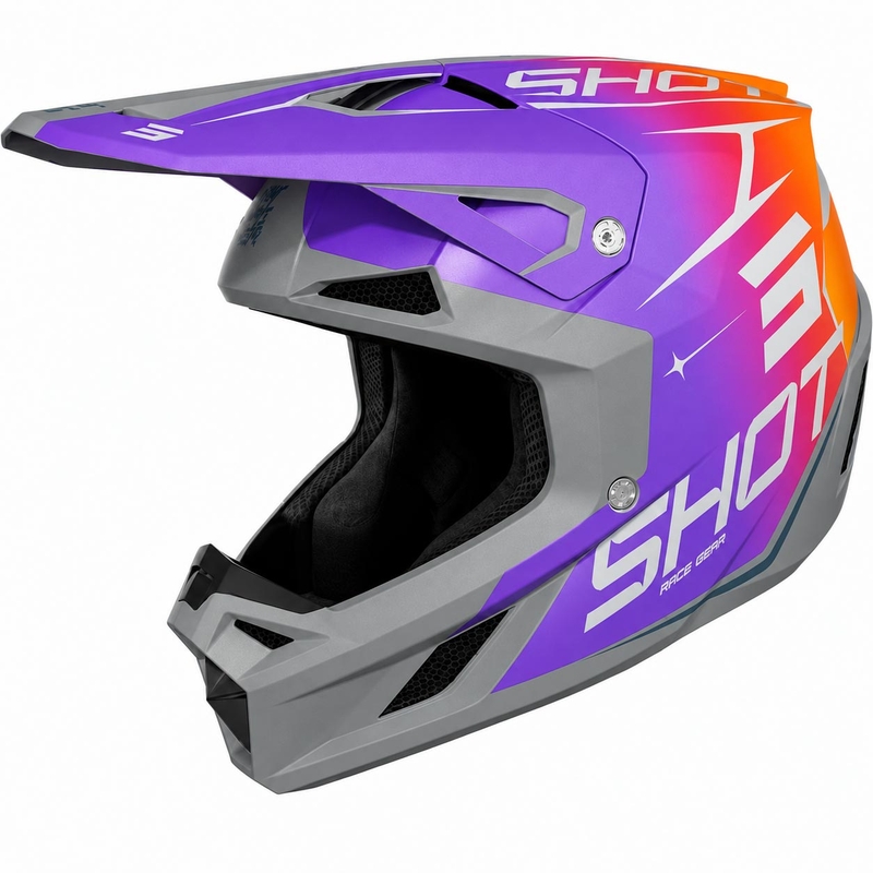 Motokroso šalmas Shot Speed Side matinė violetinė