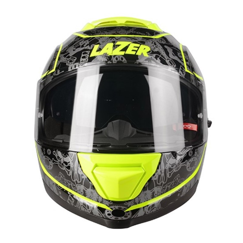 Lazer Rafale SR $13 Originalus juodai pilkas-fluo geltonas integralus motociklininko šalmas išpardavimas