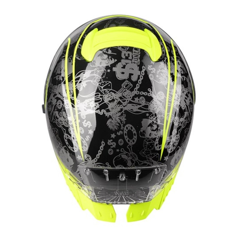 Lazer Rafale SR $13 Originalus juodai pilkas-fluo geltonas integralus motociklininko šalmas išpardavimas