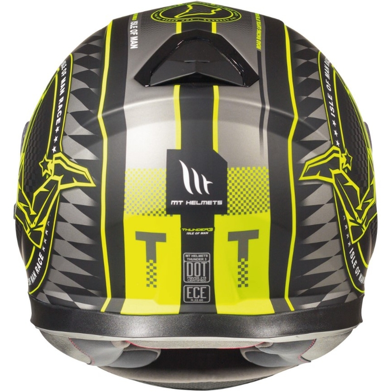 Integrální přilba na motorku MT Thunder 3 SV Isle Of Man černo-šedo-fluo žlutá