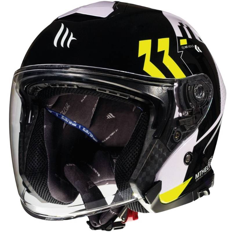 Otevřená přilba na motorku MT Thunder 3 SV Venus černo-bílo-fluo žlutá výprodej
