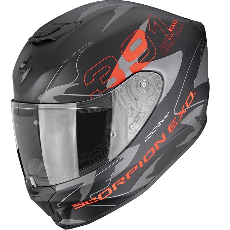 Scorpion EXO-391 Key uždaras motociklo šalmas matinės juodos-sidabrinės-raudonos spalvos