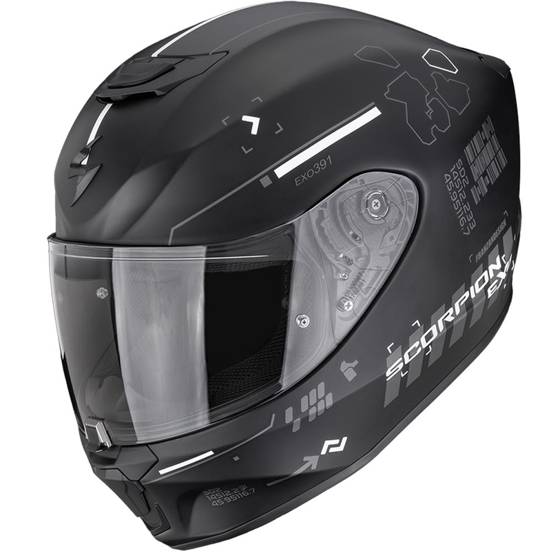 Scorpion EXO-391 Iron uždaras motociklo šalmas, matinės juodos-sidabrinės spalvos
