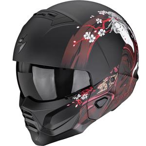 Modulinis motociklo šalmas Scorpion EXO-COMBAT II Demure matinė juoda-raudona