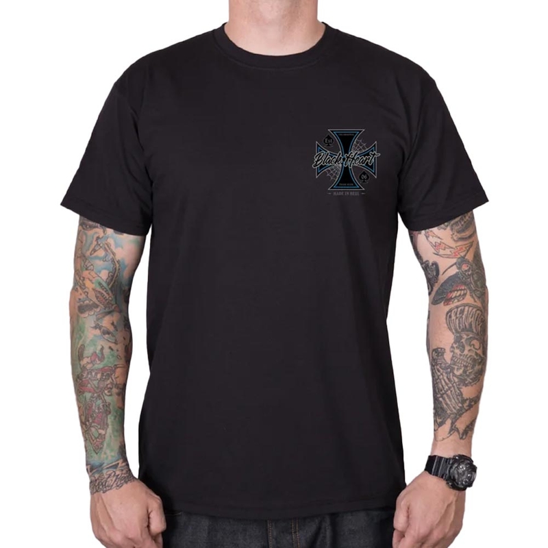 Marškinėliai „Black Heart Chopper Cross“ juodi