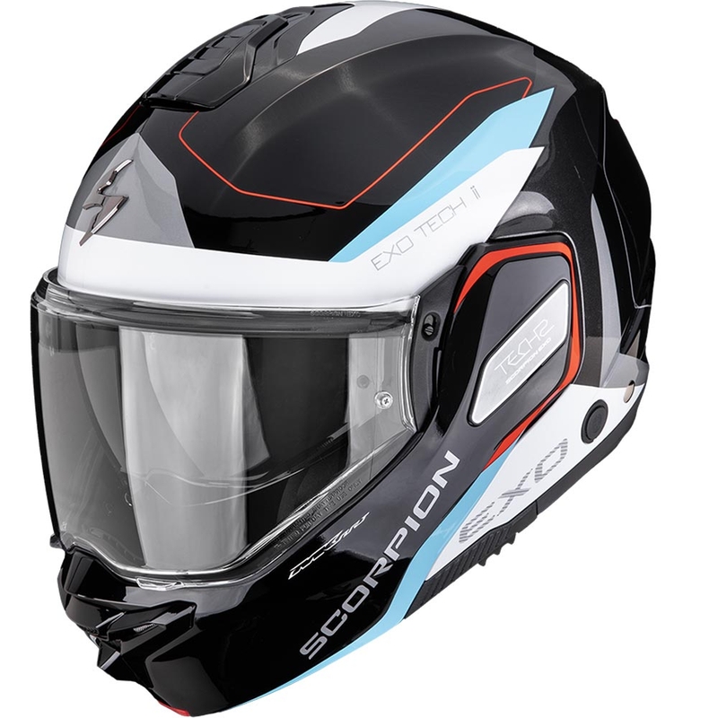 Scorpion EXO-TECH II Passager atlenkiamas motociklo šalmas juoda-balta-mėlyna