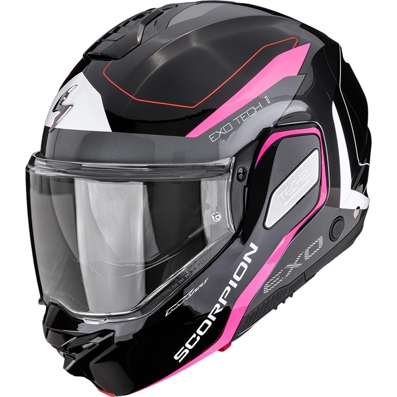 Scorpion EXO-TECH II Passager atlenkiamas motociklo šalmas juodas-sidabrinis-rožinis