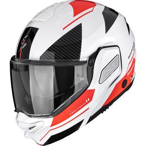 Scorpion EXO-TECH II Void atlenkiamas motociklo šalmas, baltas-sidabrinis-raudonas