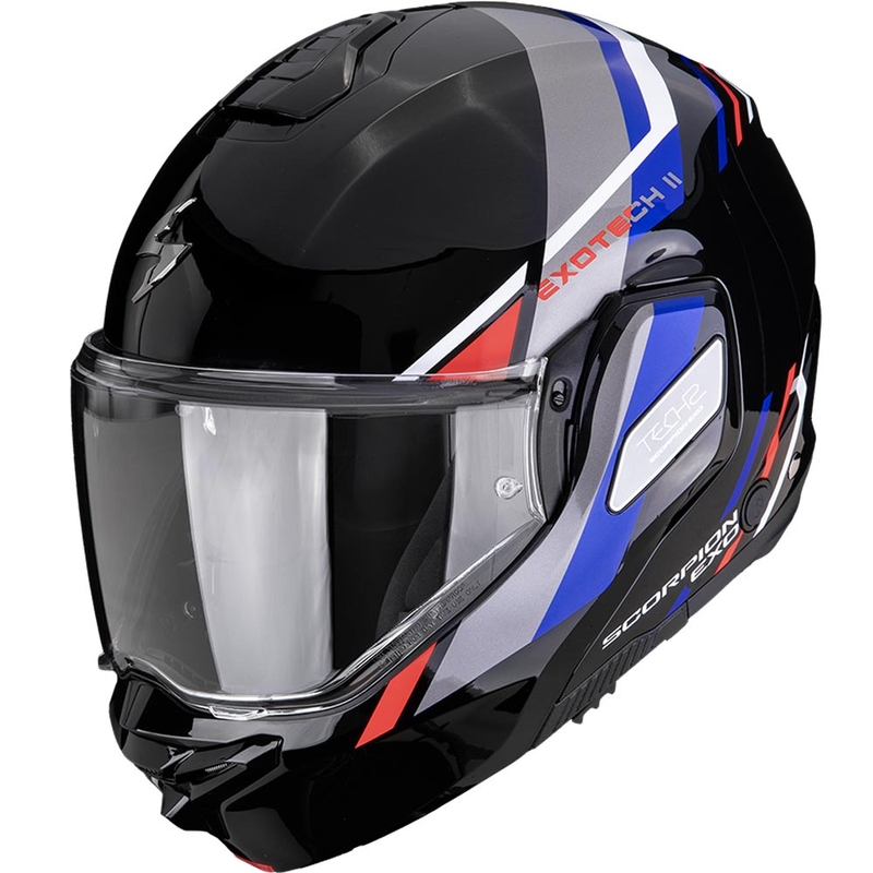 Scorpion EXO-TECH II Markus atlenkiamas motociklo šalmas juodas-mėlynas-raudonas