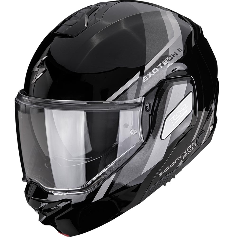 Scorpion EXO-TECH II Markus atlenkiamas motociklo šalmas, juodas-sidabrinis