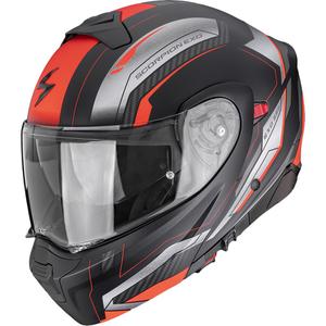 Scorpion EXO-930 EVO Space atlenkiamas motociklo šalmas matinės juodos-sidabrinės-raudonos spalvos