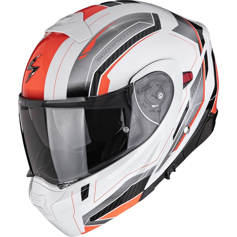 Scorpion EXO-930 EVO Space atlenkiamas motociklo šalmas baltas-sidabrinis-raudonas