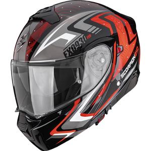 Scorpion EXO-930 EVO Alpha atlenkiamas motociklo šalmas juodas-sidabrinis-raudonas