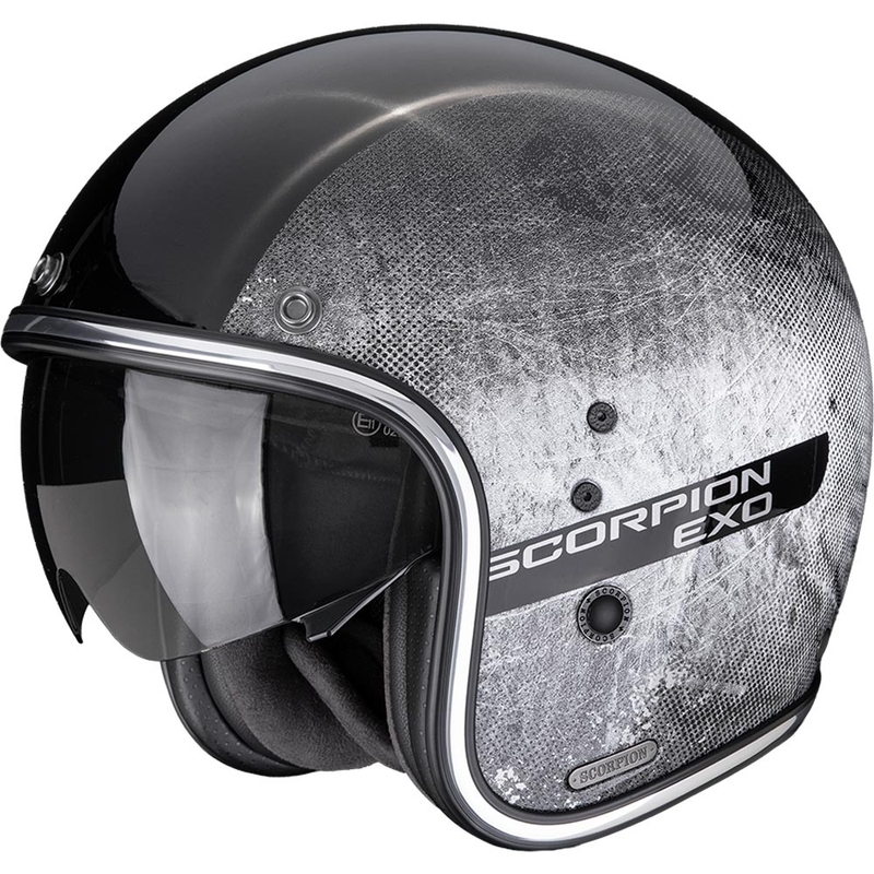 Scorpion Belfast II Quest atviras motociklo šalmas, juodas-sidabrinis