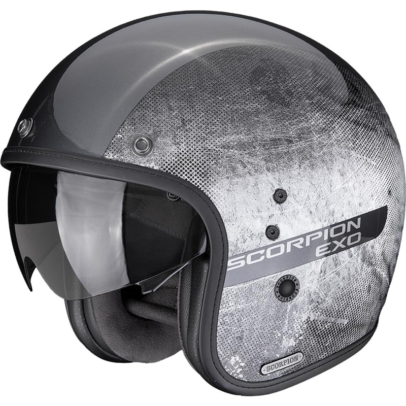 Scorpion Belfast II Quest atviras motociklo šalmas, sidabriškai juodas
