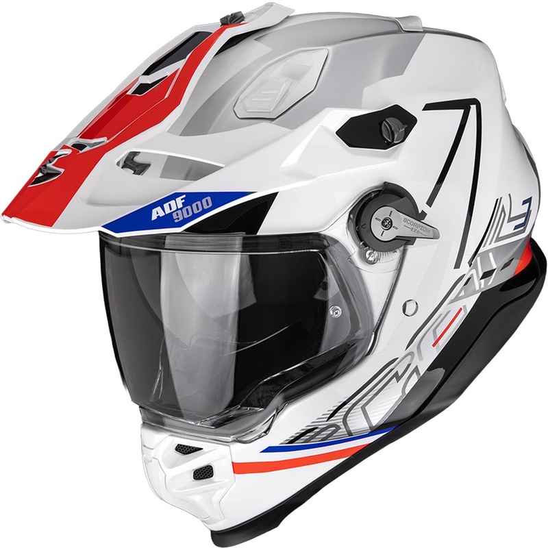 Enduro šalmas Scorpion ADF-9000 Air Summit balta-raudona-sidabrinė