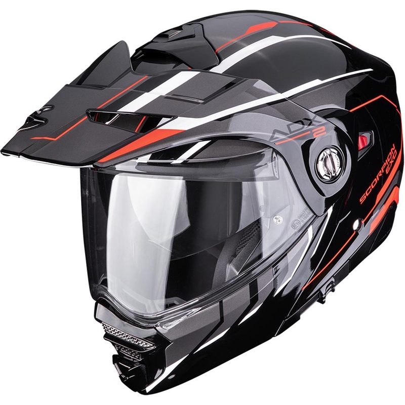 Enduro motociklo šalmas Scorpion ADX-2 Walt juodas-sidabrinis-raudonas