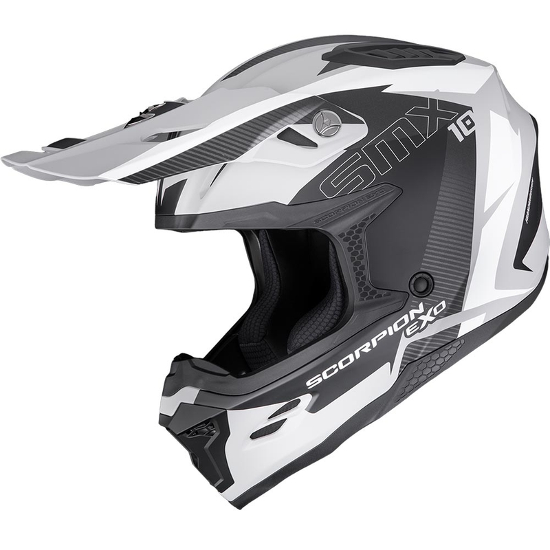 Scorpion SMX-10 Speed motokroso šalmas matinė pilka-juoda-balta
