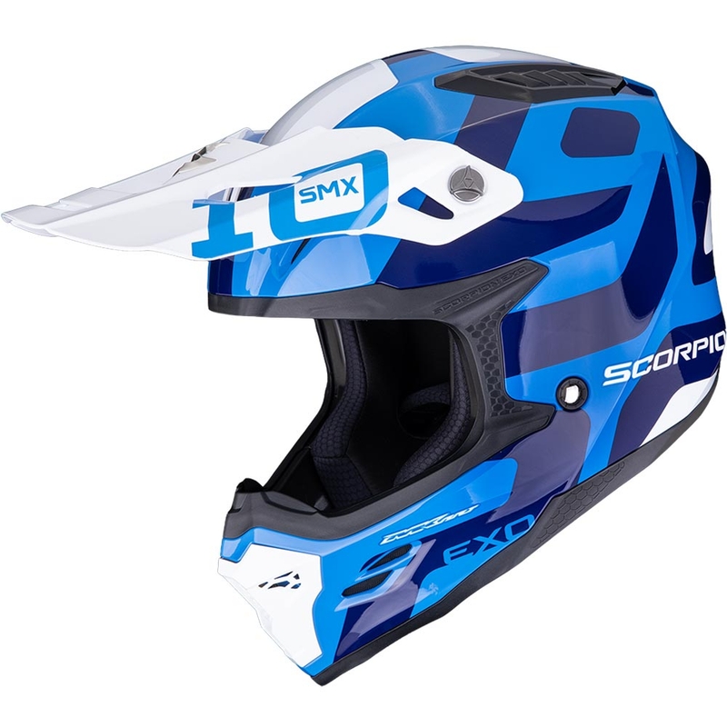 Scorpion SMX-10 Leap motokroso šalmas mėlynai baltas