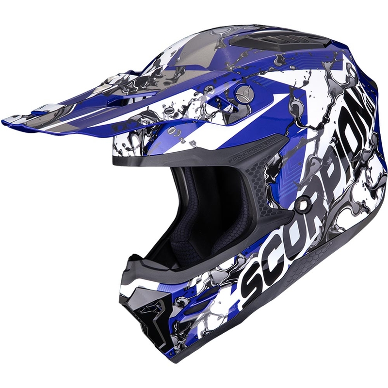 Scorpion SMX-10 Gasoline motokroso šalmas mėlynai baltai juodas