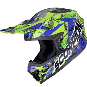 Scorpion SMX-10 Gas motokroso šalmas žalias-mėlynas-juodas