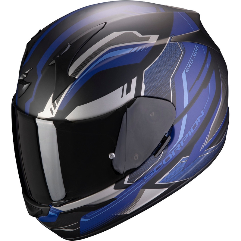 Integrální přilba Scorpion EXO-390 Boost černo-stříbrno-modrá výprodej