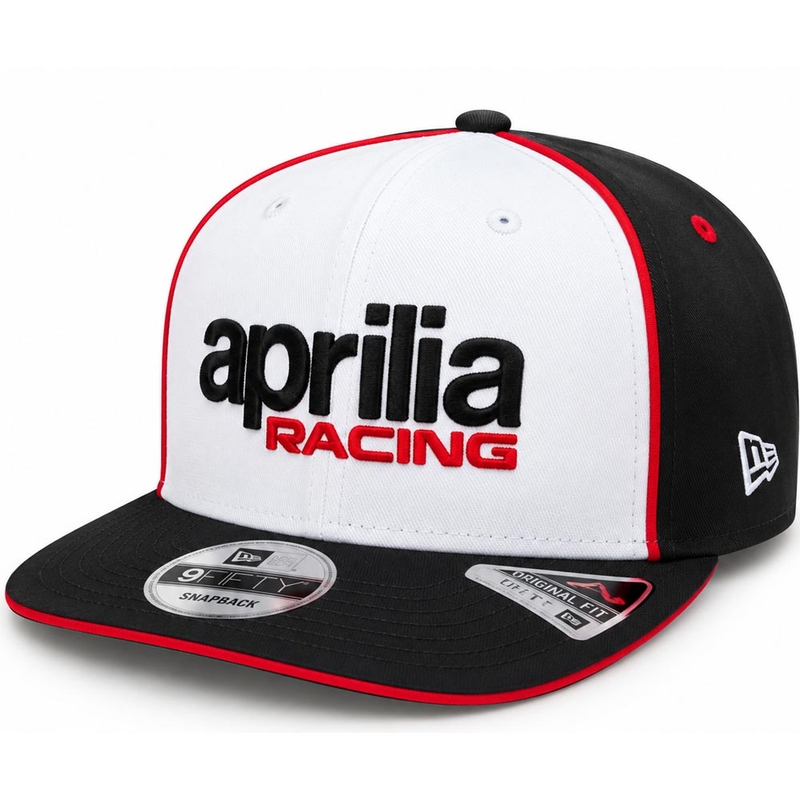 Aprilia Racing x New Era komandos leidimo kepuraitė, juodai balta