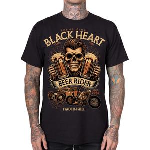 „Black Heart Beer Rider“ marškinėliai, juodi
