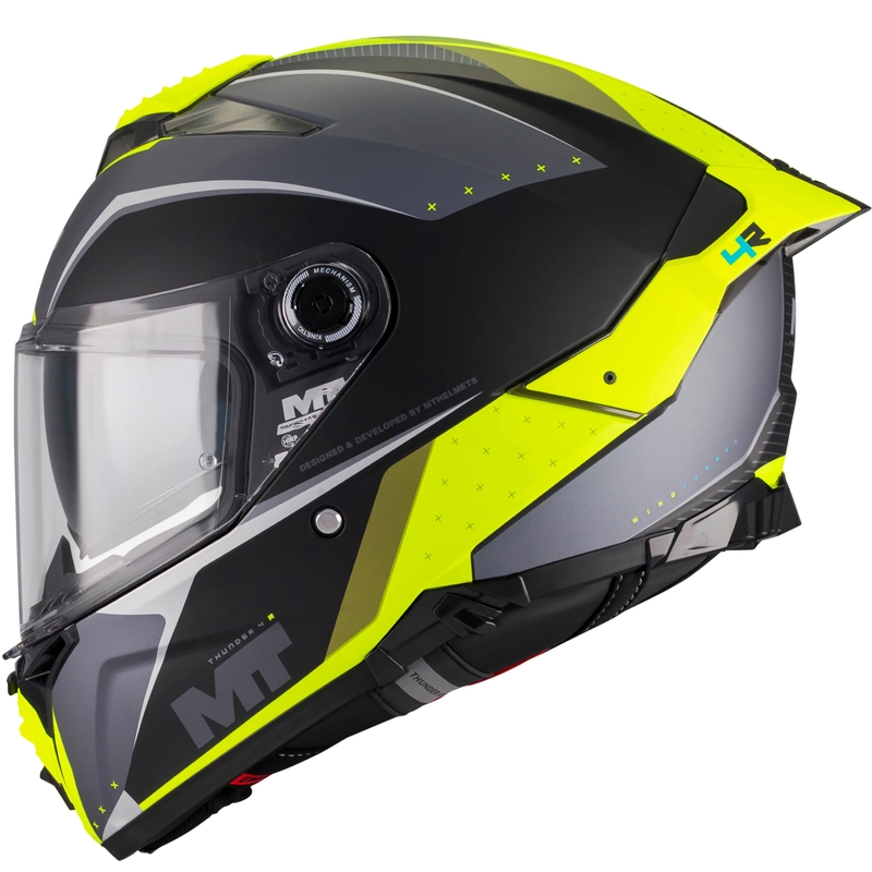 Uždaras motociklo šalmas MT Thunder 4 R SV Wind Tunnel B3 juoda-pilka-geltona
