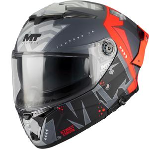 Uždaras motociklo šalmas MT Thunder 4 R SV Canvas C5 juoda-pilka-raudona