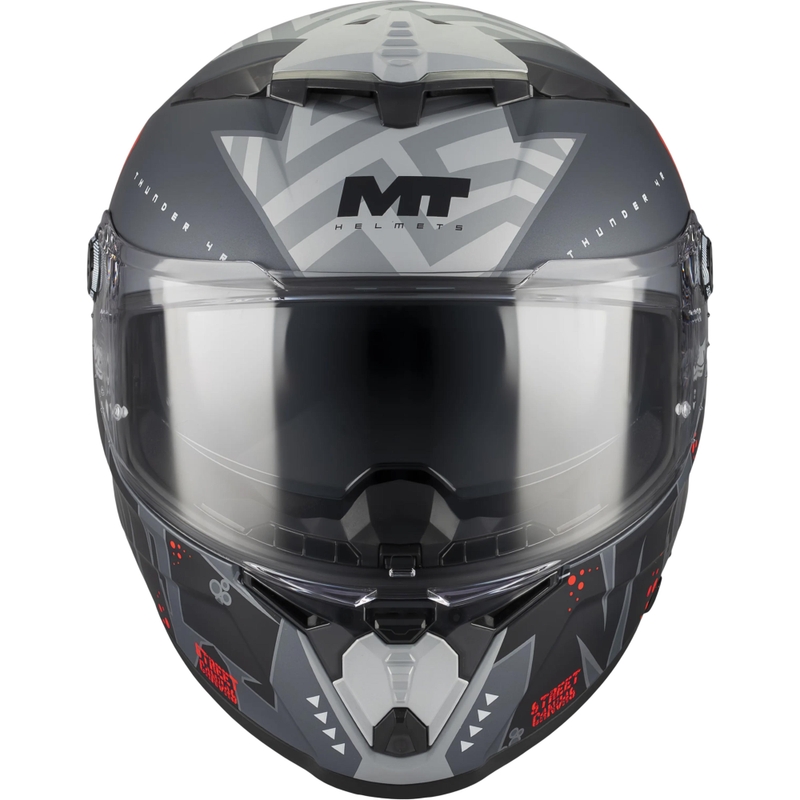 Uždaras motociklo šalmas MT Thunder 4 R SV Canvas C5 juoda-pilka-raudona