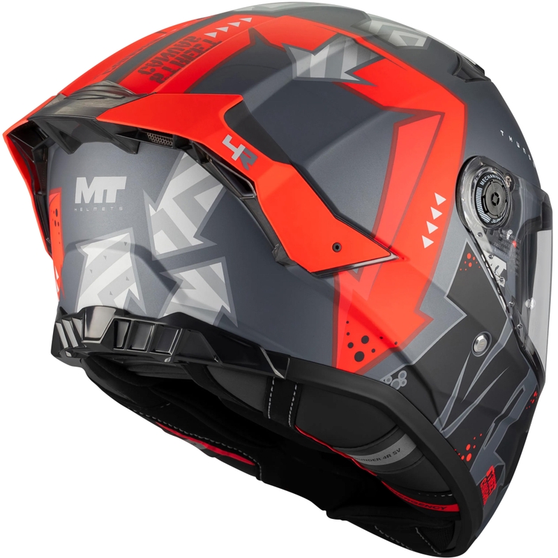 Uždaras motociklo šalmas MT Thunder 4 R SV Canvas C5 juoda-pilka-raudona