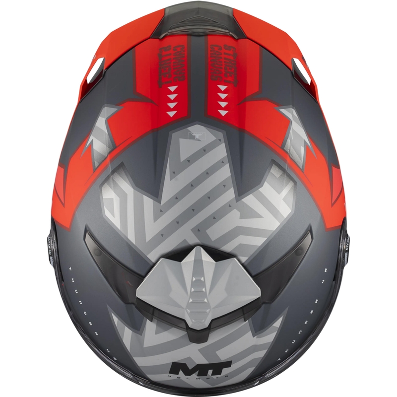 Uždaras motociklo šalmas MT Thunder 4 R SV Canvas C5 juoda-pilka-raudona