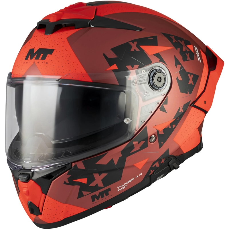 Uždaras motociklo šalmas MT Thunder 4 R SV Fast C5 matinė juoda-pilka-raudona