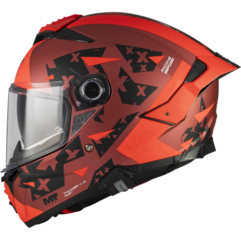 Uždaras motociklo šalmas MT Thunder 4 R SV Fast C5 matinė juoda-pilka-raudona
