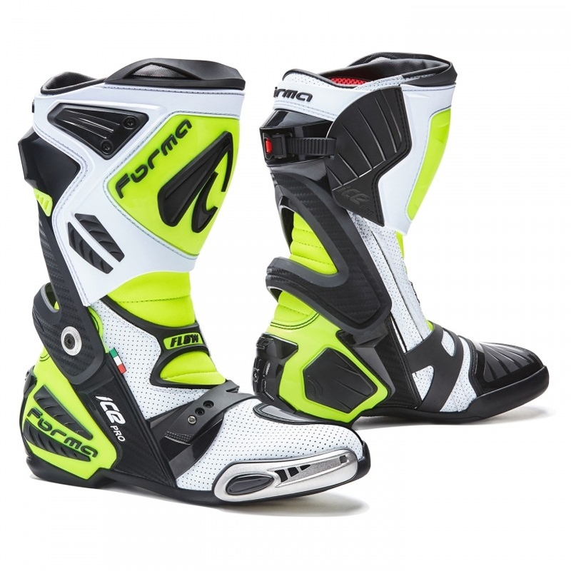 "Forma Ice Pro Flow" baltai-juodai-fluo geltoni motociklininko batai