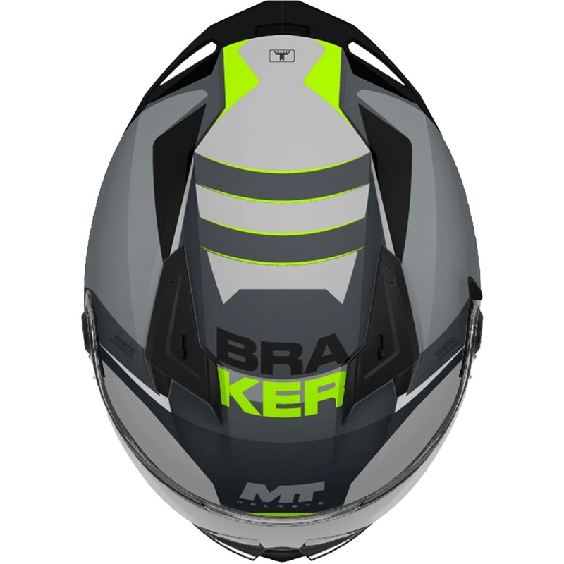 Uždaras motociklo šalmas MT Braker SV Inception C2 pilkai geltonas