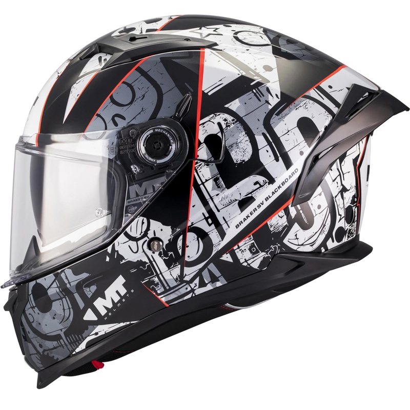 Uždaras motociklo šalmas MT Braker SV Blackboard B0 juoda-pilka