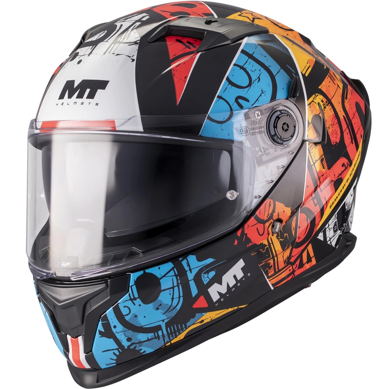 Uždaras motociklo šalmas MT Braker SV Blackboard B5 juodas-mėlynas-raudonas